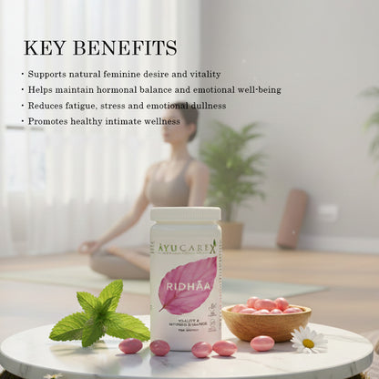 RIDHĀA Vitality & Intimate Wellness for Women – Ayurvedic Hormonal Balance & Energy Support
